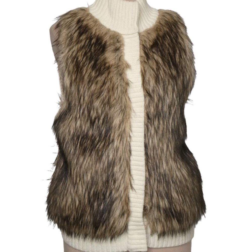 Michael Michael Kors Cream Faux Fur/Knit Vest Size M